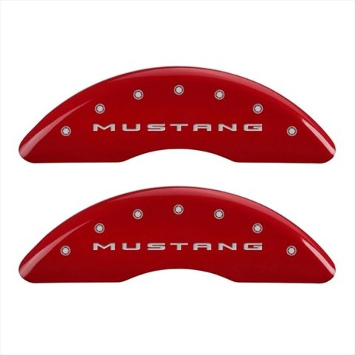 SET OF 4 CALIPER COVERS, FRONT: 2015/MUSTANG - REAR: 2015/5.0, RED POWDER COAT