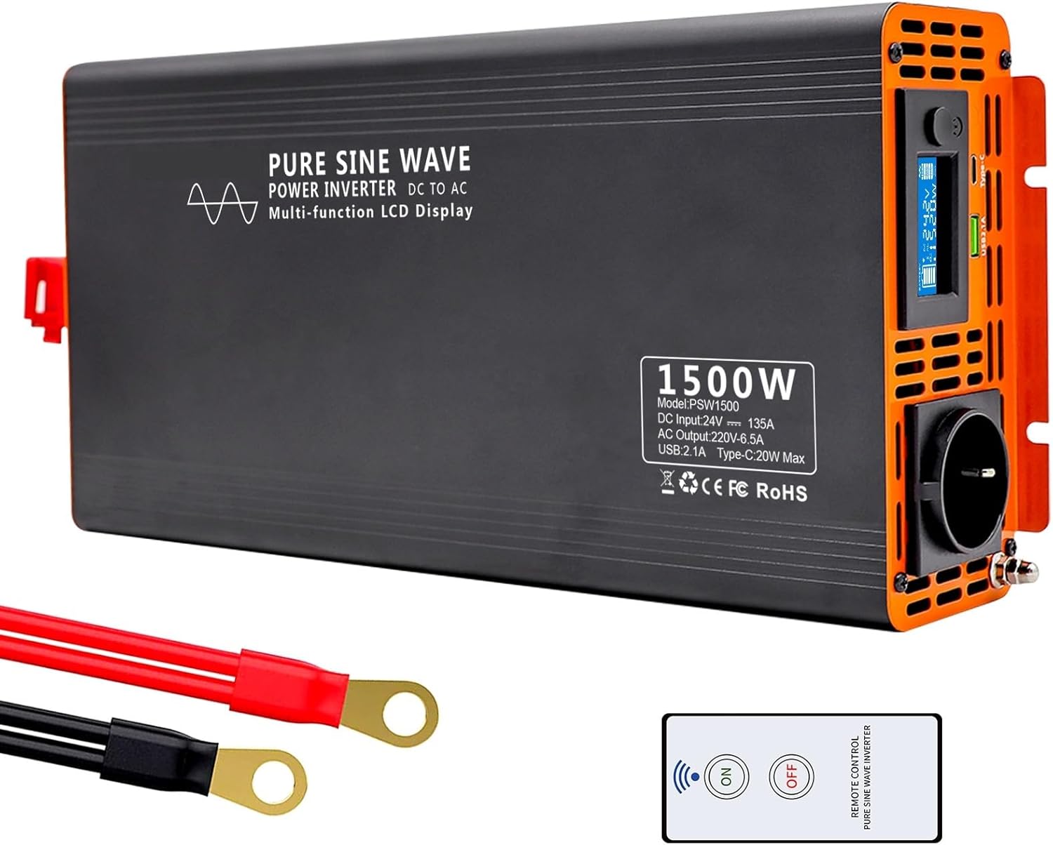 PSW Series Pure Sine Wave Inverter DC12V to DC72V to AC220V Portable Car Inverter 2000W Power Supply Voltage Converter EU(Inverter 1500W,DC72V_AC220V 50HZ)