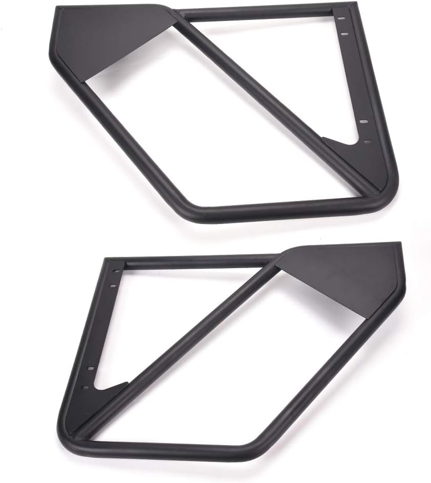Tube Door, Compatible with 07-18 Jeep Wrangler JK Unlimited 4 Doors Front + Rear Side Steel Tube Doors Kit Black