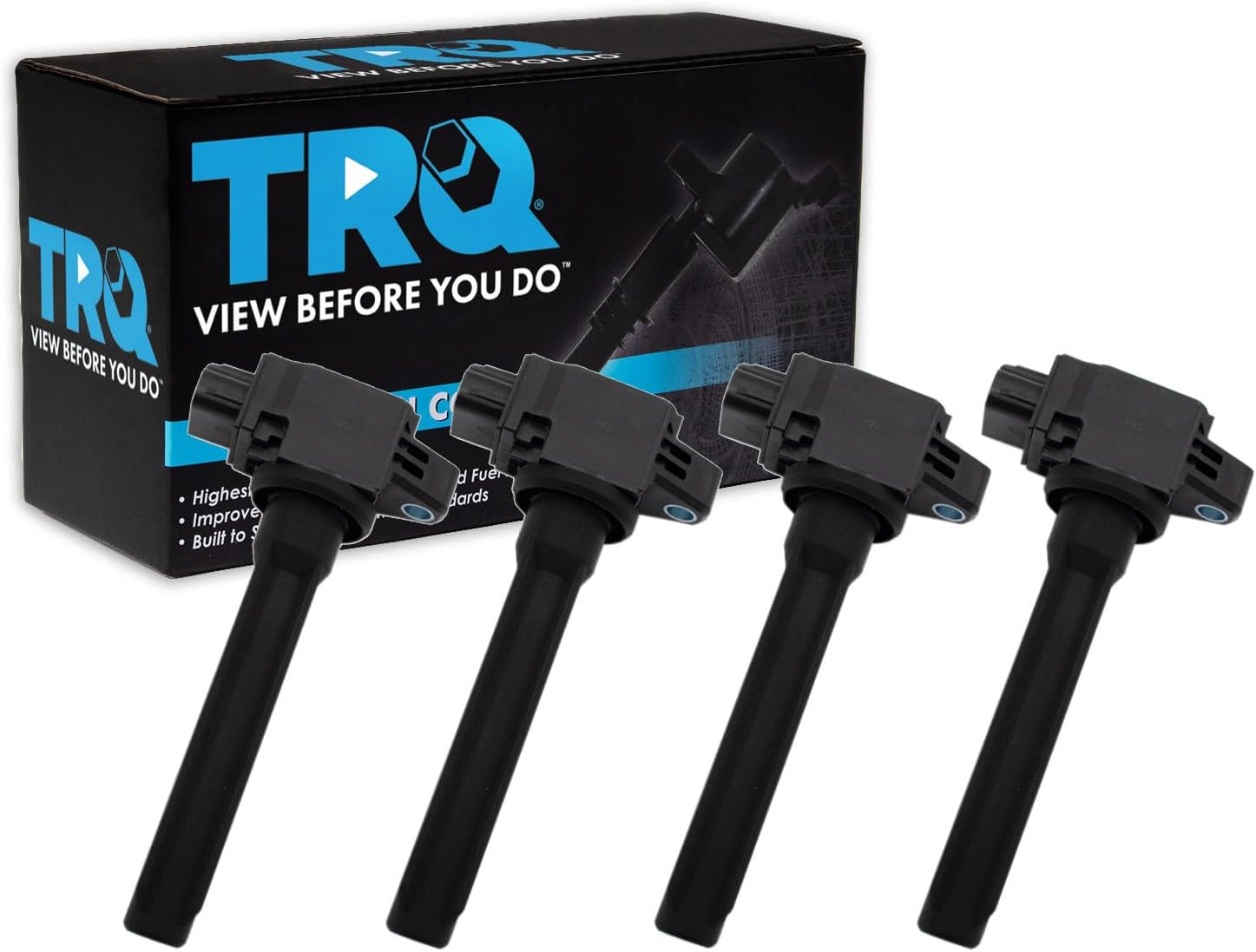 TRQ Ignition Coil Set 4 Piece Compatible with 2014-19 Mitsubishi Outlander 18 Outlander PHEV 18-22 Outlander Sport