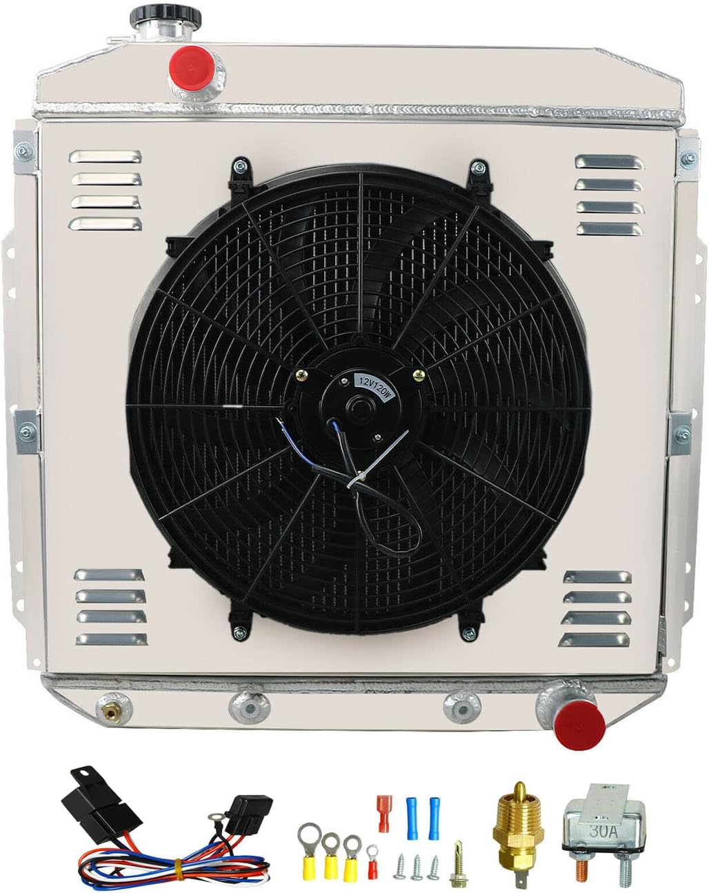 Performance Aluminum Radiator Compatible with 1953-1956 Ford F100 F250 F350 Truck Pickup, 3 Row Radiator