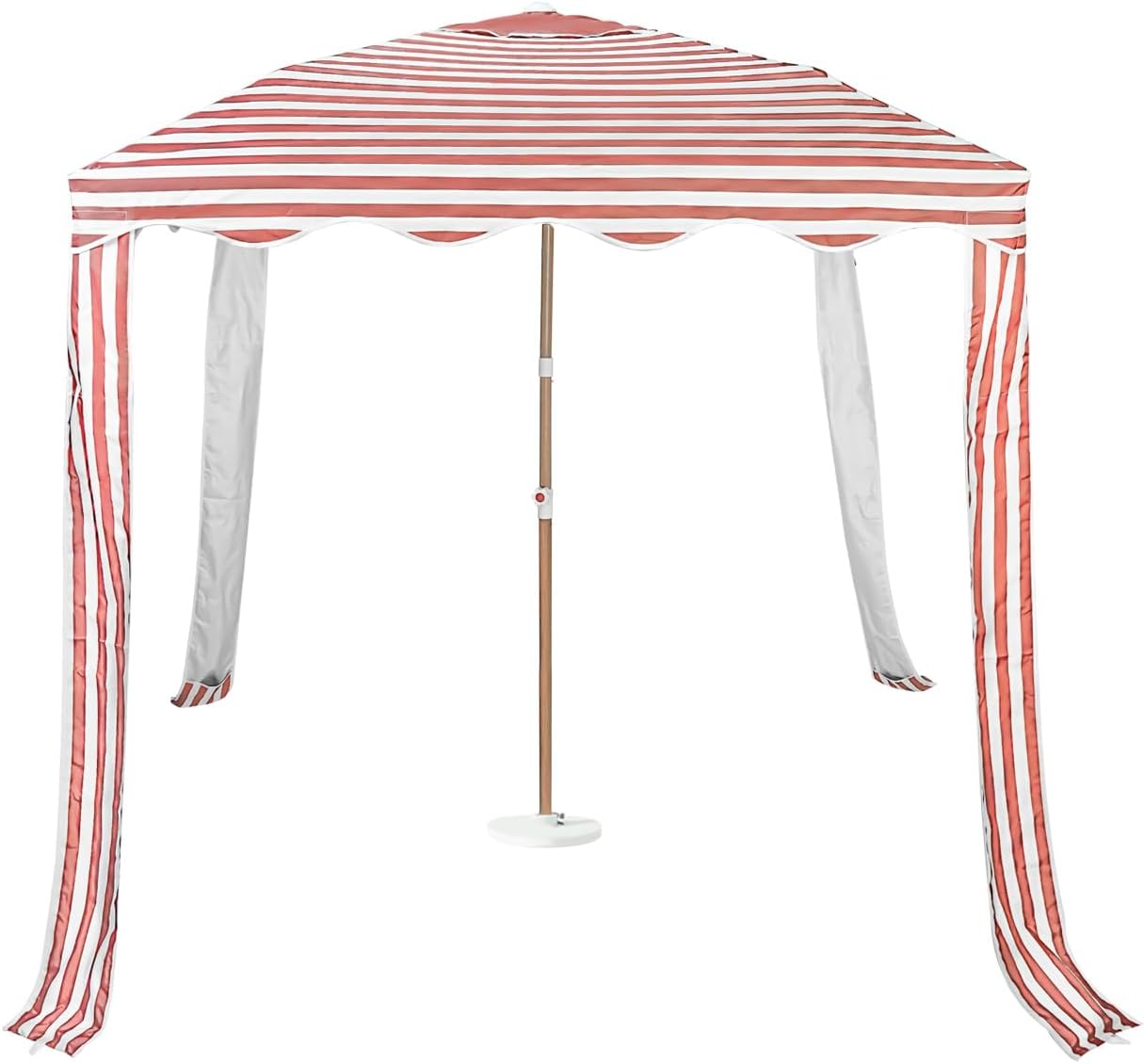 Striped Beach Cabana with Silver Coating, Vent and Sand Pockets, 6.5FT x 6.5FT UPF 50+ Sun Shelter, Easy Setup Portable Beach Canopy, Wind-Resistant Beach Tent, Base Not Included (Avocado)
