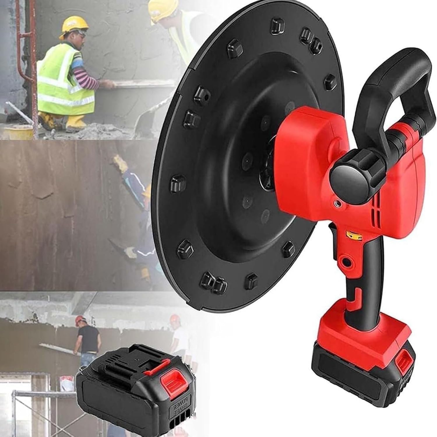 Wall Plastering Machine, Cement Wall Surface Smoothing Machine, Handheld Drywall Sander, Electric Mortar Trowel Plaster Machine, Mastic Mixer,1battery