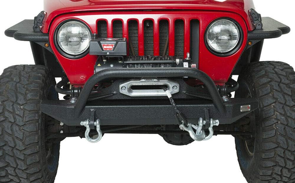 FISHBONE Jeep TJ Front Bumper W/Winch Guard 97-06 Wrangler TJ Rubicon and Unlimited Steel Black Textured Powdercoat Piranha Series