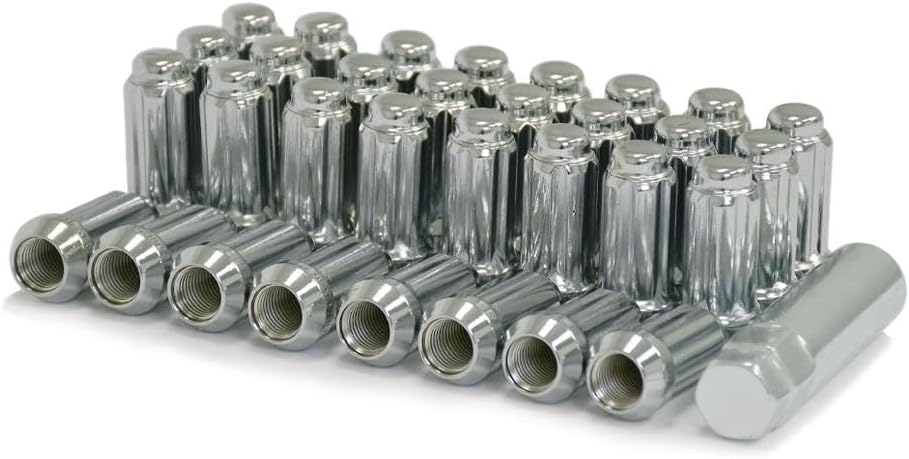 Chrome Spline Lug Nut Kit Compatible with Trucks – 14x1.50mm, Set of 32