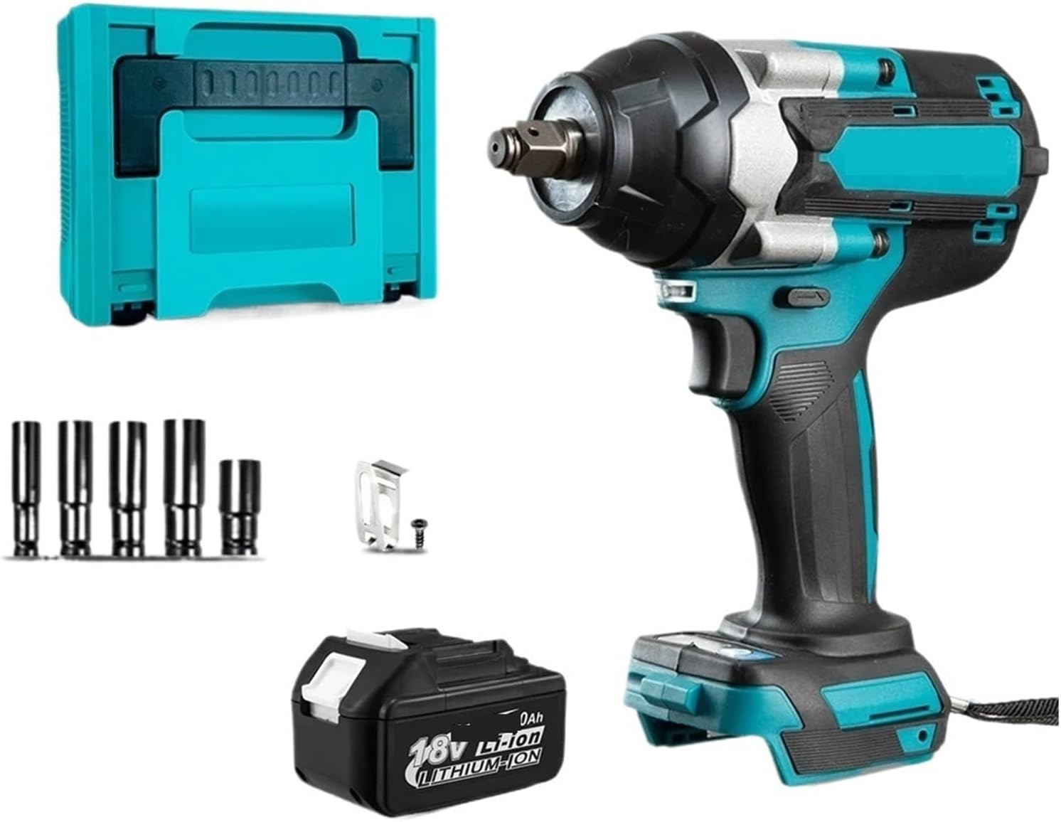 Impact Driver 1800N.m High Torque Electric Impact Wrench 1/2 Inch Compatible with Battery(1x9.0ah Bat Plastic)