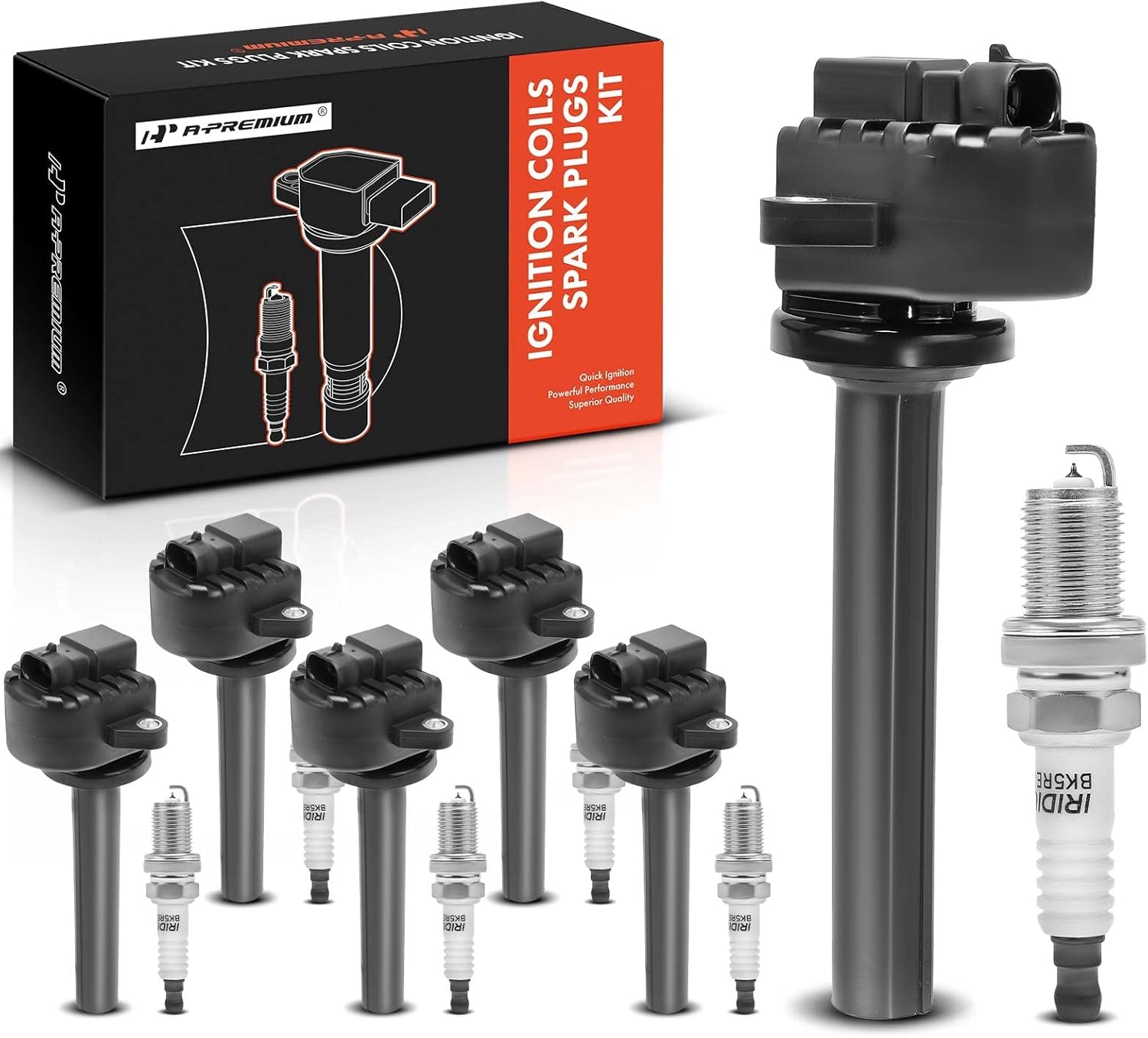 A-Premium Ignition Coils and Spark Plugs Kits Compatible with Honda Passport 2000-2002 & Isuzu Rodeo 2000-2004, Rodeo Sport 2001-2003, Axiom 2002-2003, Trooper 2000-2002, Amigo 2000 6-PC Set