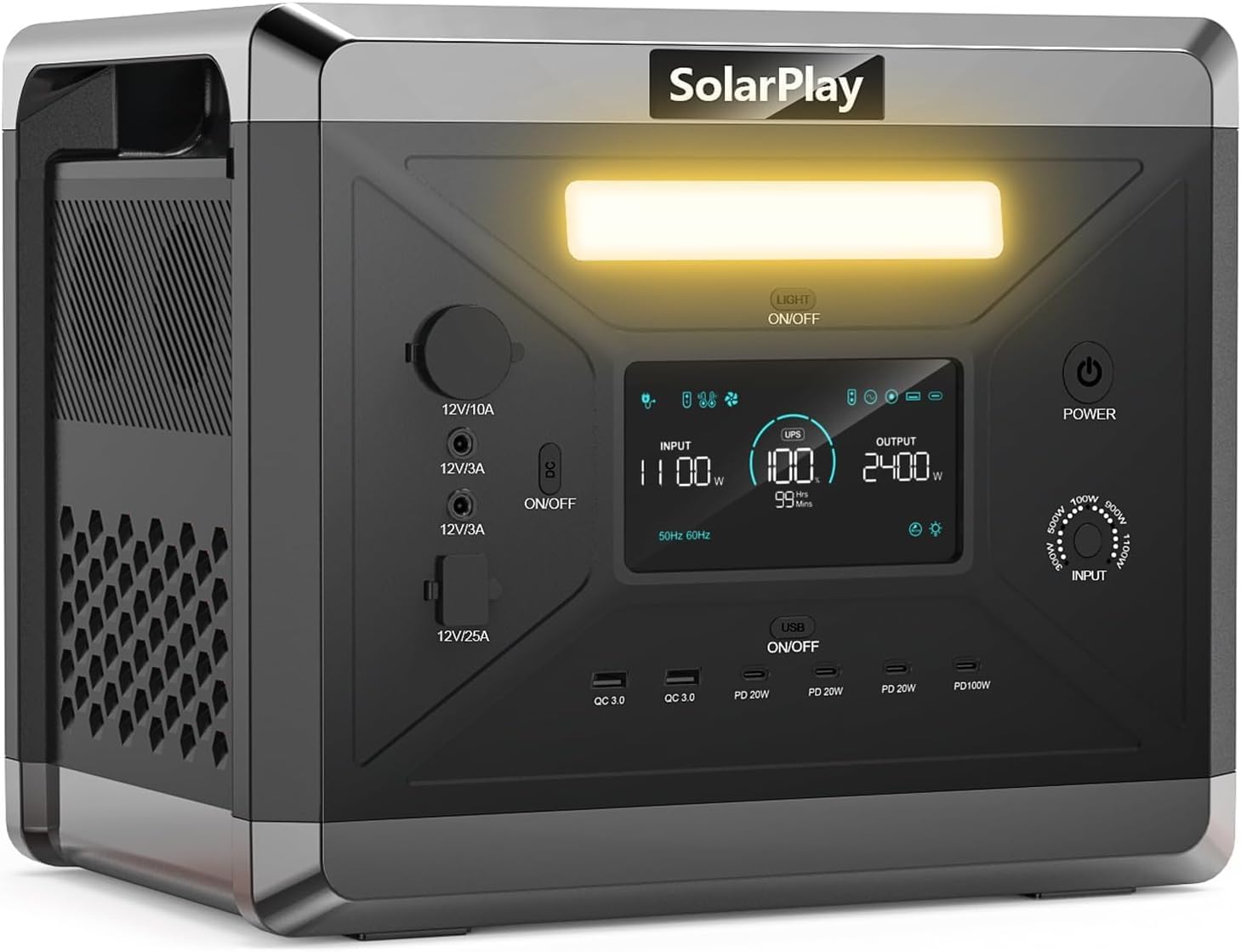 SolarPlay Portable Power Station 2400W (Peak 4800W), 2106Wh Solar Generator with 200W Solar Panel 1.5Hrs Fast Charging LiFePO4 Battery,4 AC Outlets Emergency Power Station for Outdoor Battery Backup