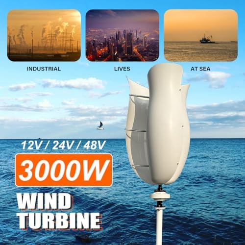 3000W Wind Turbine Generator Kit - 12V/24V/48V Maglev Windmill with Controller & Unloader, Pure Copper Coil, Ideal for Home, Boat & Outdoor Power Solutions, 3kW