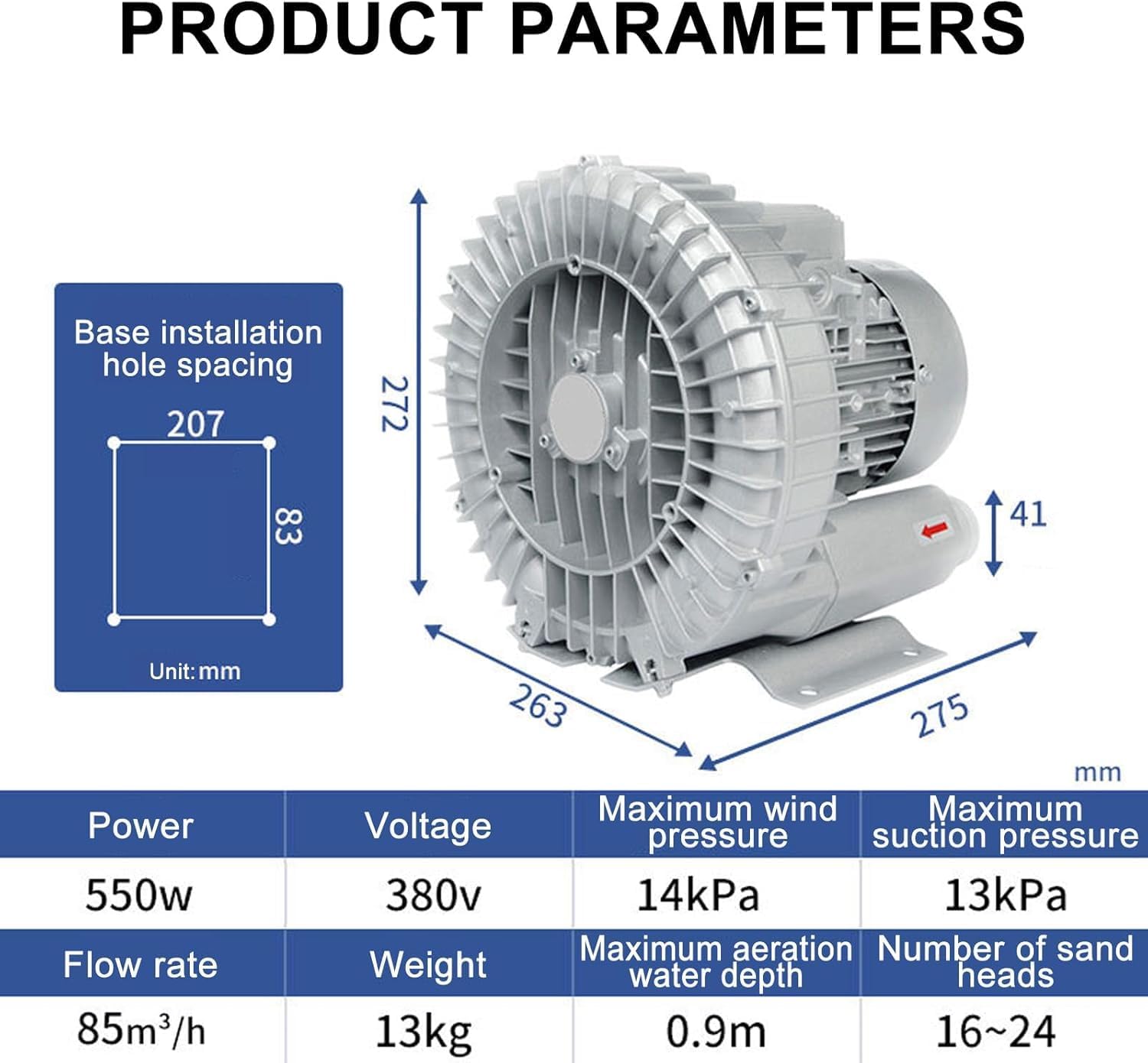 Regenerative Blower, Vortex Ring Blower, Industrial Extractor,Workshop Exhaust Blower, 220V/380V Vortex Centrifugal Vacuum Pump, Regenerative Blower(550W/380V)