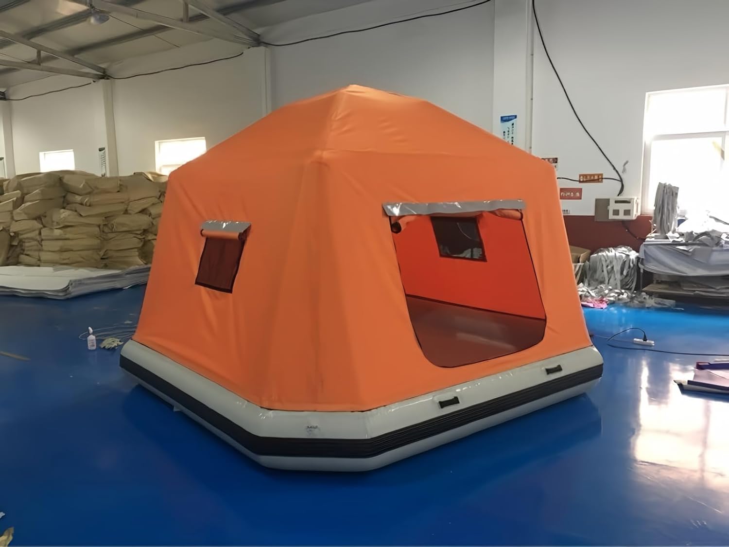 Inflatable Floating PVC Shoal Family Camping Water Raft Tent