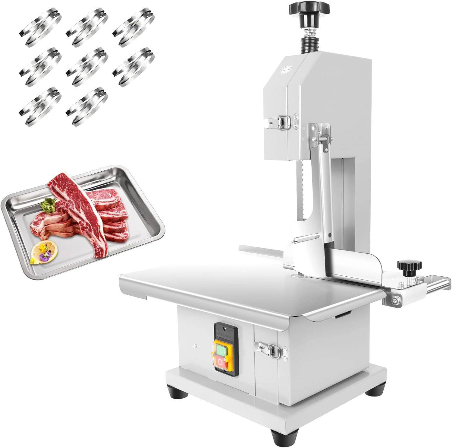 1200W Electric Meat Bandsaw, Stainless Steel Countertop Bone Saw Machine, 20