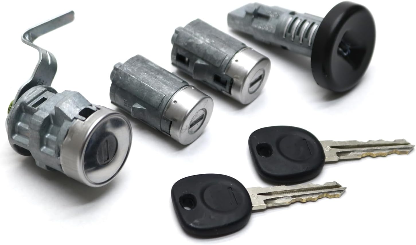 New 4-PC Ignition Tailgate & Door Lock Cylinder Set w/GM Logo Keys Compatible with 2007-2013 Silverado Sierra GM Truck