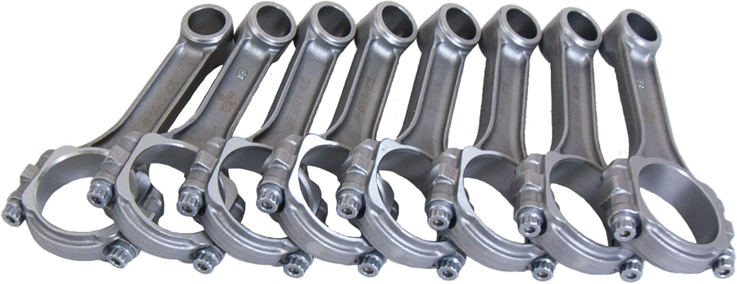 Eagle Specialty Products Connecting Rod, SIR, I Beam, 5.700 in Long, Press Fit, 3/8 in Cap Screws, 8740 Bolt, Forged, Steel, Small Block Chevy, Set of 8