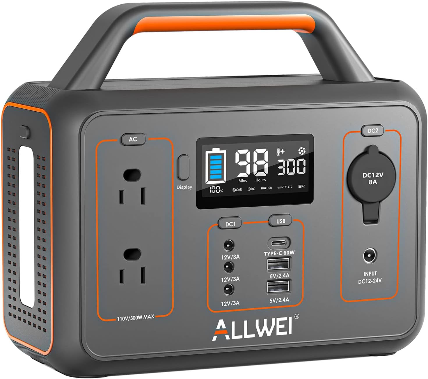 ALLWEI LiFePO4 Portable Power Station 2400W(Surge 4800W) with 1x 200W Solar Panel Included, Fast Charge in 1.5H, 4 AC Outlet, 2048Wh Solar Generator for RV Camping Emergency Outdoor Home Use