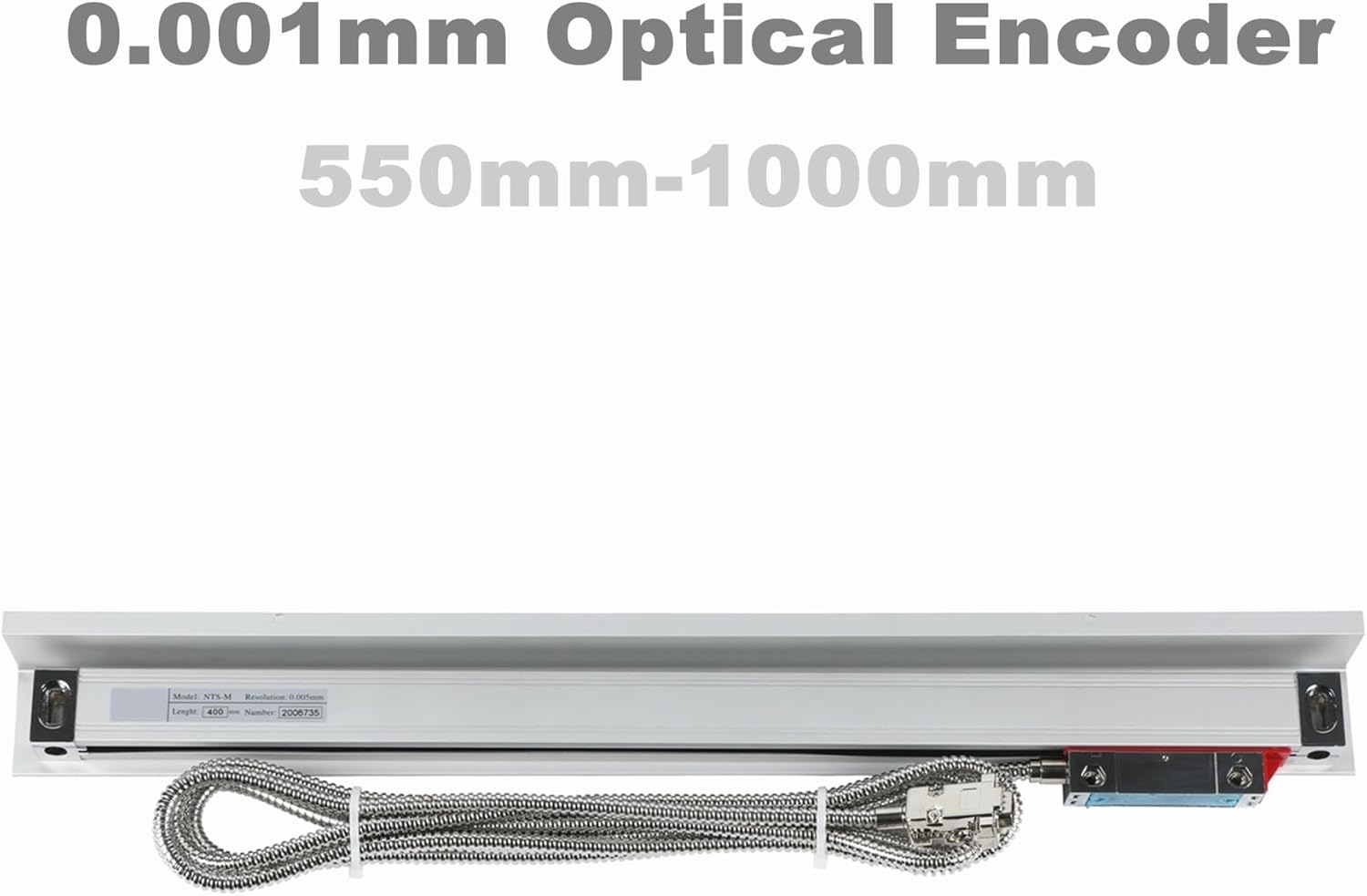 CNC Mill, High Accuracy 0.001mm TTL DRO 500mm-1000mm Linear Scale 1micron Optical Encoder Grating Ruler with Accessories(900mm-1um)