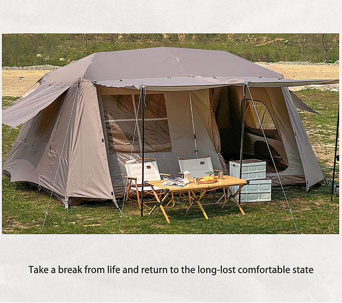 Jupiter 5 6 13 Outdoor Camping Tent for 4 6 8 People, Fully Automatic Quick Opening, Canopy for Outdoor Picnic, Park & Family Use, Silver Coated Sunscreen & Waterproof