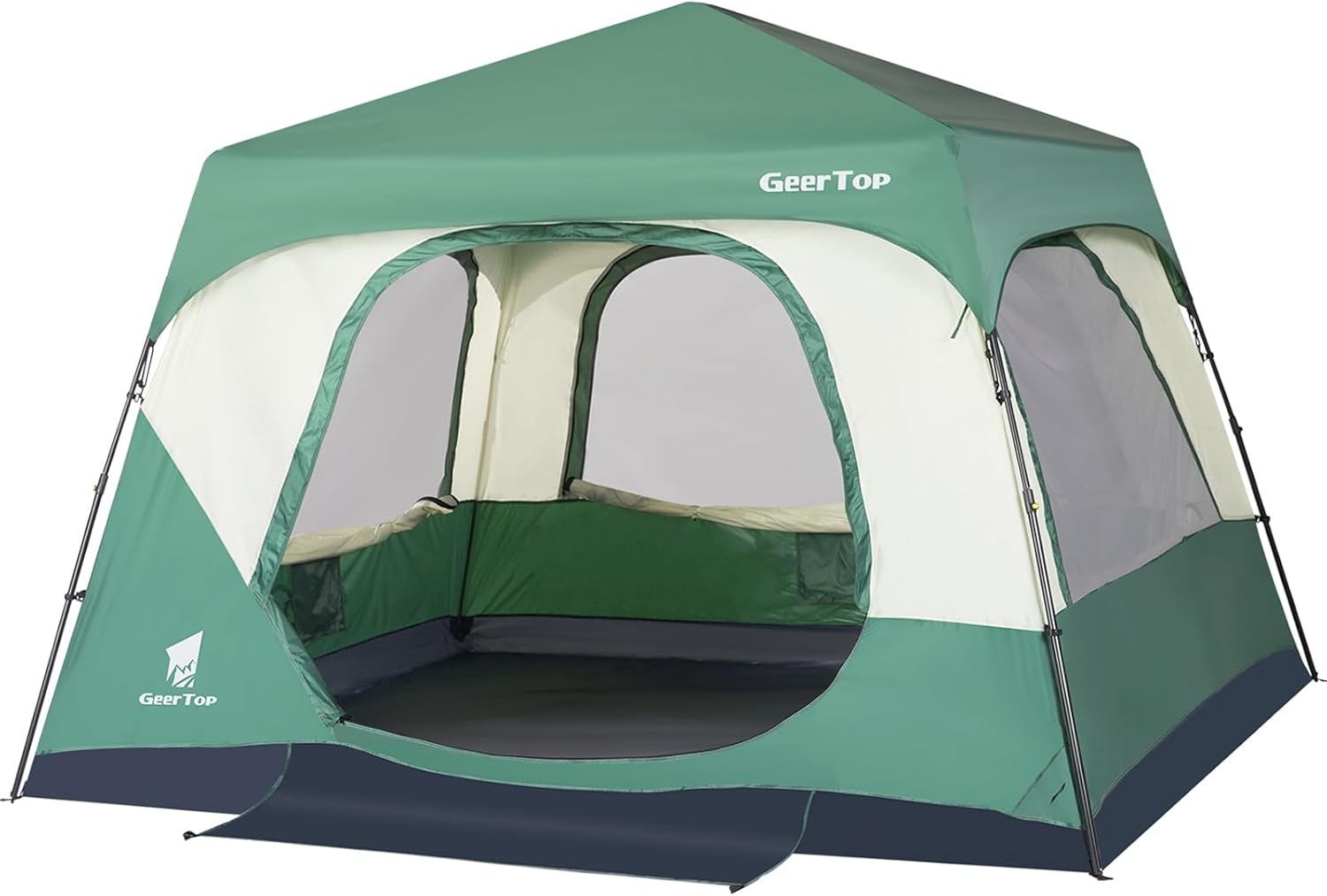 GEERTOP 6-Person Instant Cabin Tent – Easy 60-Second Setup Family Camping Tent for Outdoor Adventures, Large Pop-Up Tent with Mesh Windows & Skylight