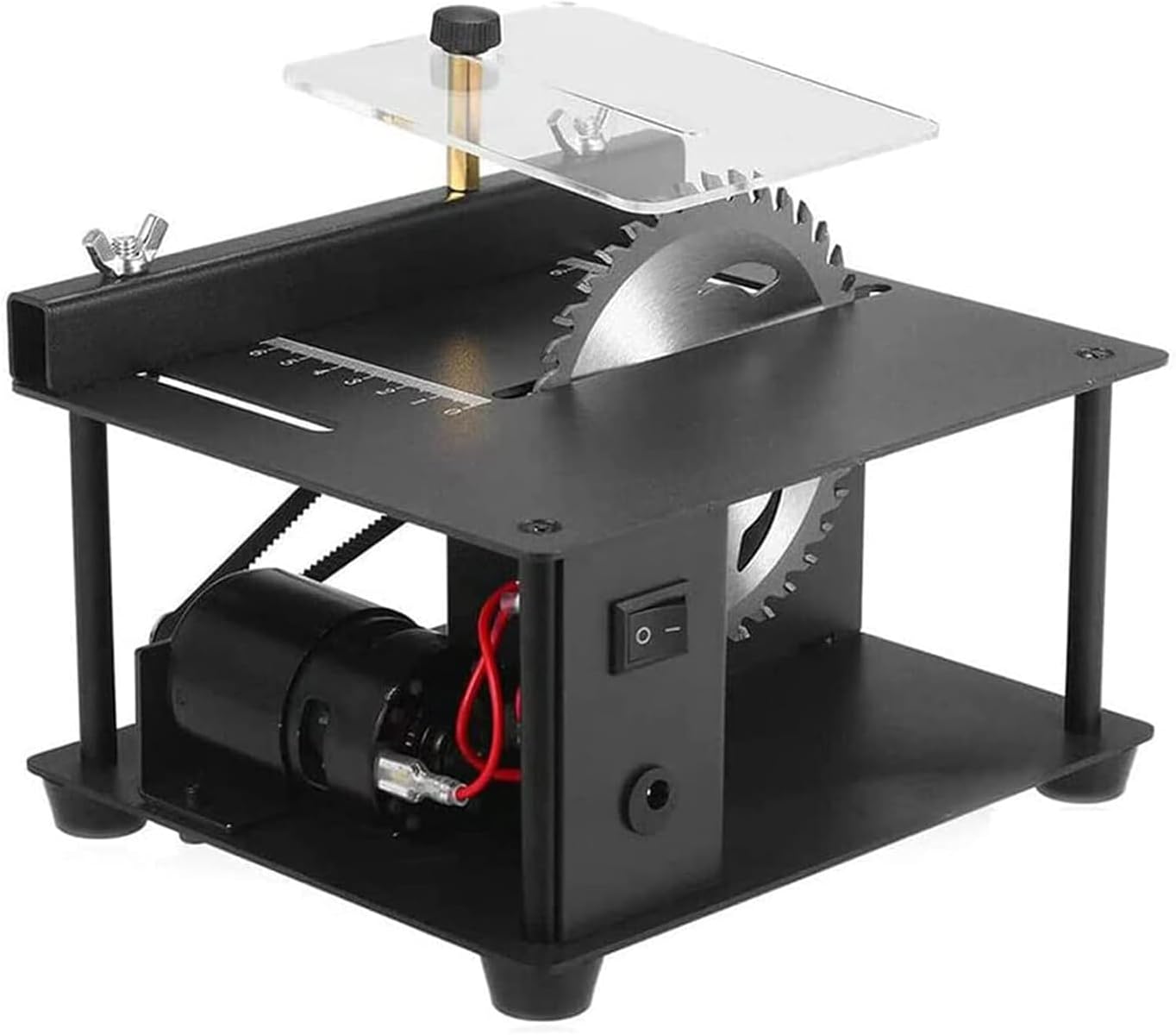 Mini Table Saw, Multifunctional Mini Sliding Table Saw, Miniature Precision Electric Table Saw with Angle Adjustable for DIY Handmade Model Crafts