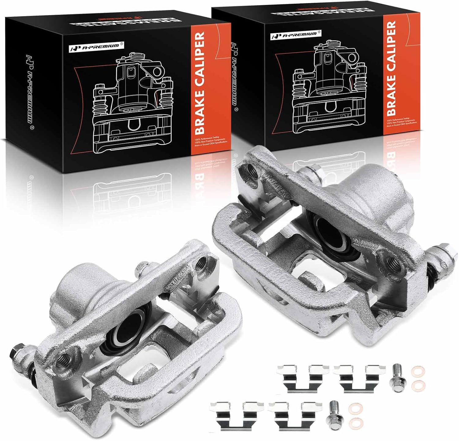 A-Premium Disc Brake Caliper Assembly with Bracket Compatible with Nissan Models - Juke 2011-2017, Sentra 2007-2019, Tiida 2007-2010 - Rear Driver and Passenger Side, 2-PC Set