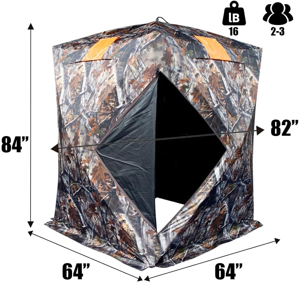 THUNDERBAY Two-Tall Extra Tall Hunting Blind with Carrying Bag, 2-3 Person Pop Up Ground Blinds 270 Degree, Portable Hunting Tent for Deer & Turkey Hunting