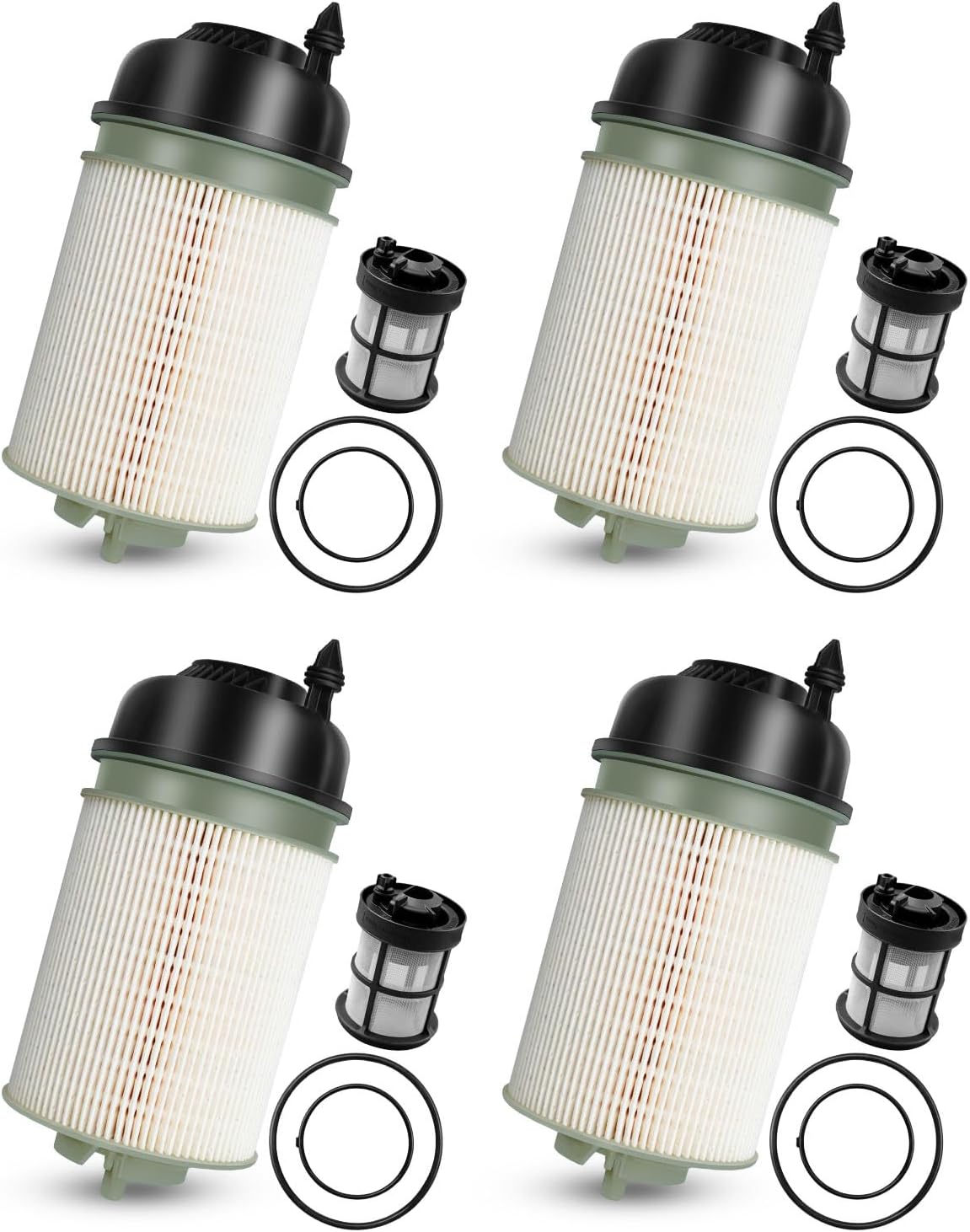 4Pcs Fuel Filter Compatible with Detroit Diesel Engines DD13 DD15 DD16, Fuel Filter Insert Kit With O-Rings Replace A4720921705 FK11011 KX46910 A4720921405 A4720921405001 WF10678 P582831 KX46910