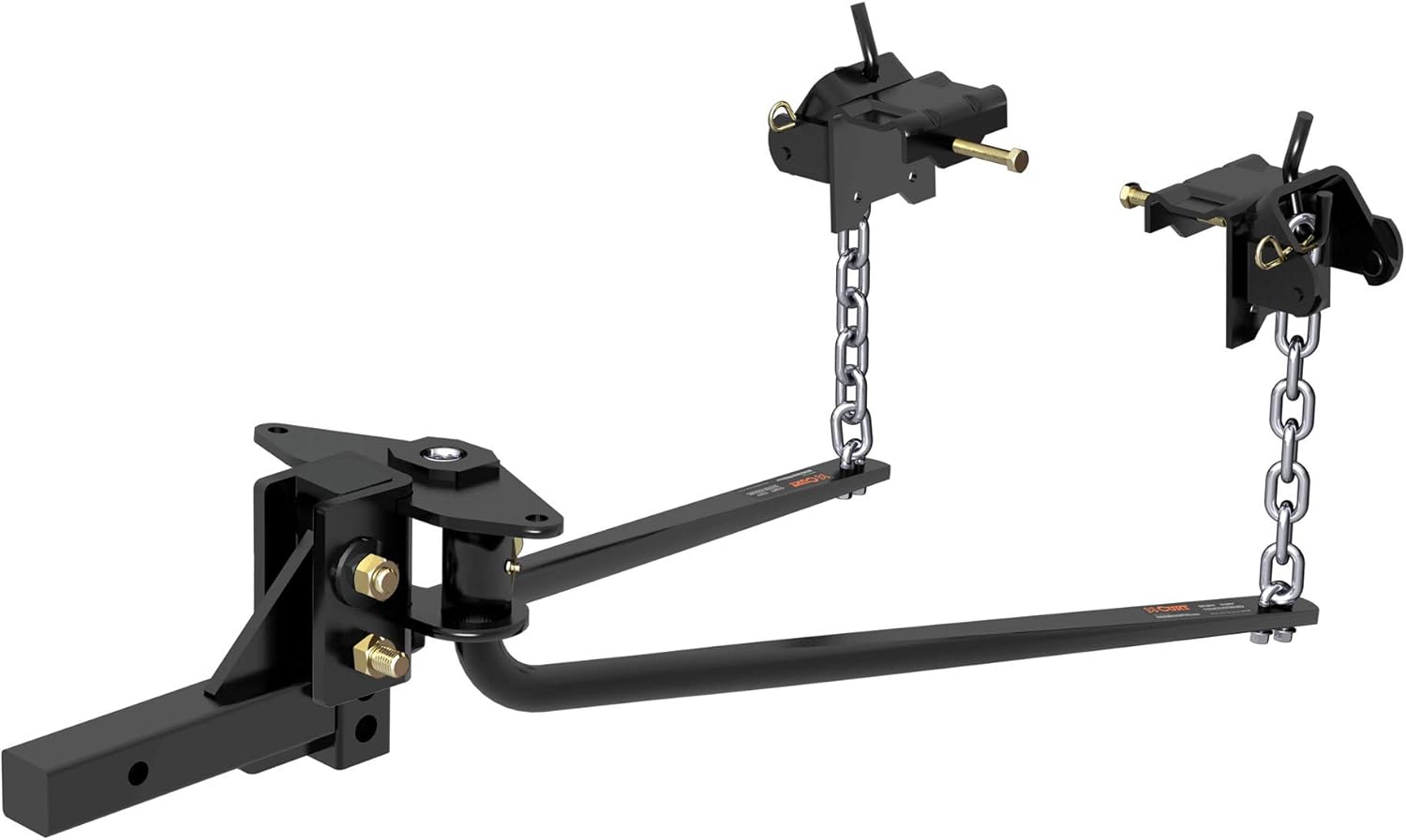 CURT 17057 Round Bar Weight Distribution Hitch with Integrated Lubrication, Up to 14K, 2-Inch Shank, Black