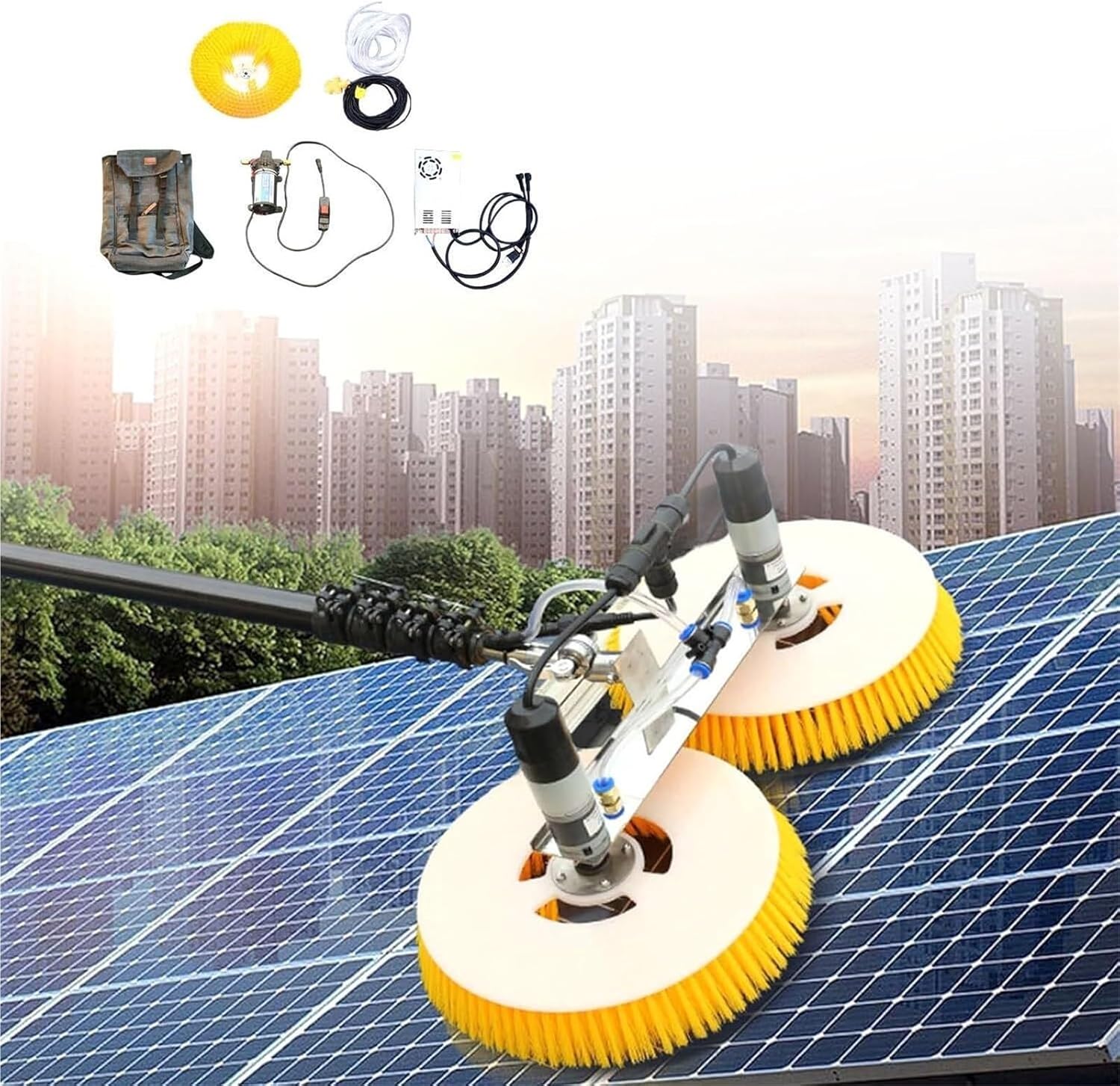 Electric Solar Panel Cleaning Brush， Window Cleaner Special Roof Water Brush and Other Cleaning Activities(8M)