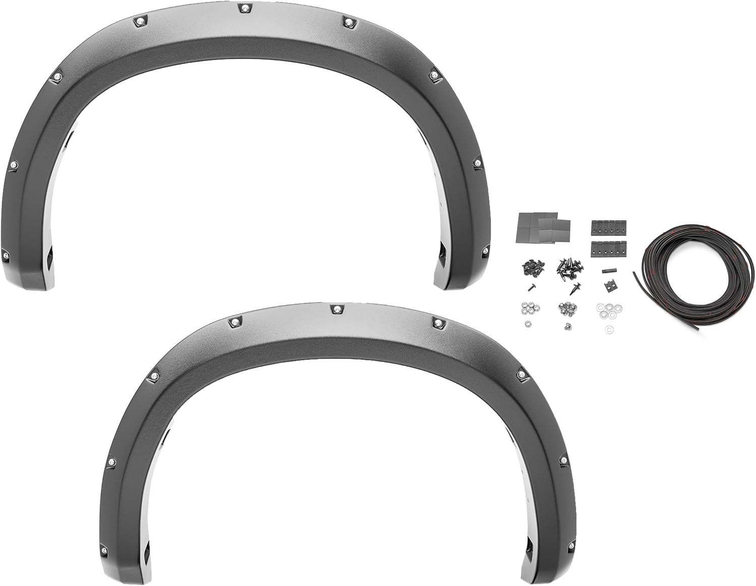 Bushwacker Pocket/Rivet Style Rear Fender Flares | 2-Piece Set, Black, Smooth Finish | 40094-02 | Fits 2007-2013 Chevrolet Silverado 1500 w/ 5.8' Bed
