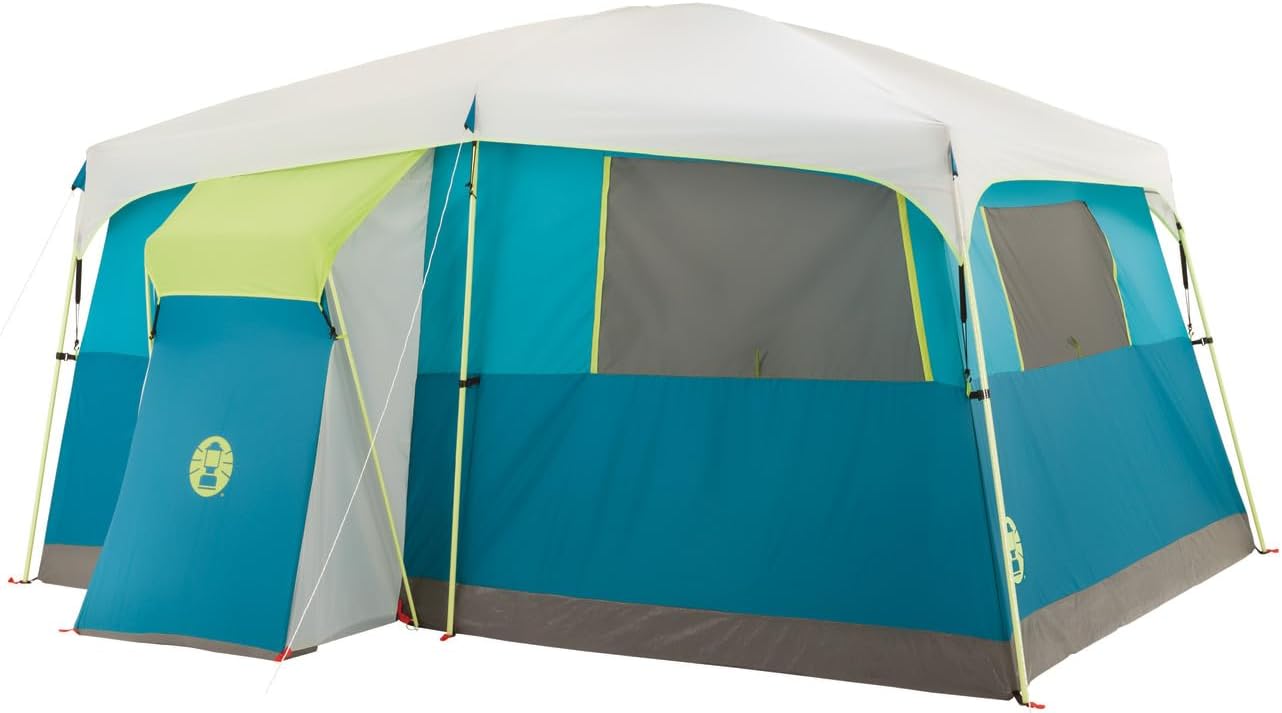 Coleman Tenaya Lake 8-Person Cabin Tent with Built-in Closet, Fast-Pitch Tent Sets Up in Under 10 Mins, Family Tent with Rainfly & Wheeled Carry Bag