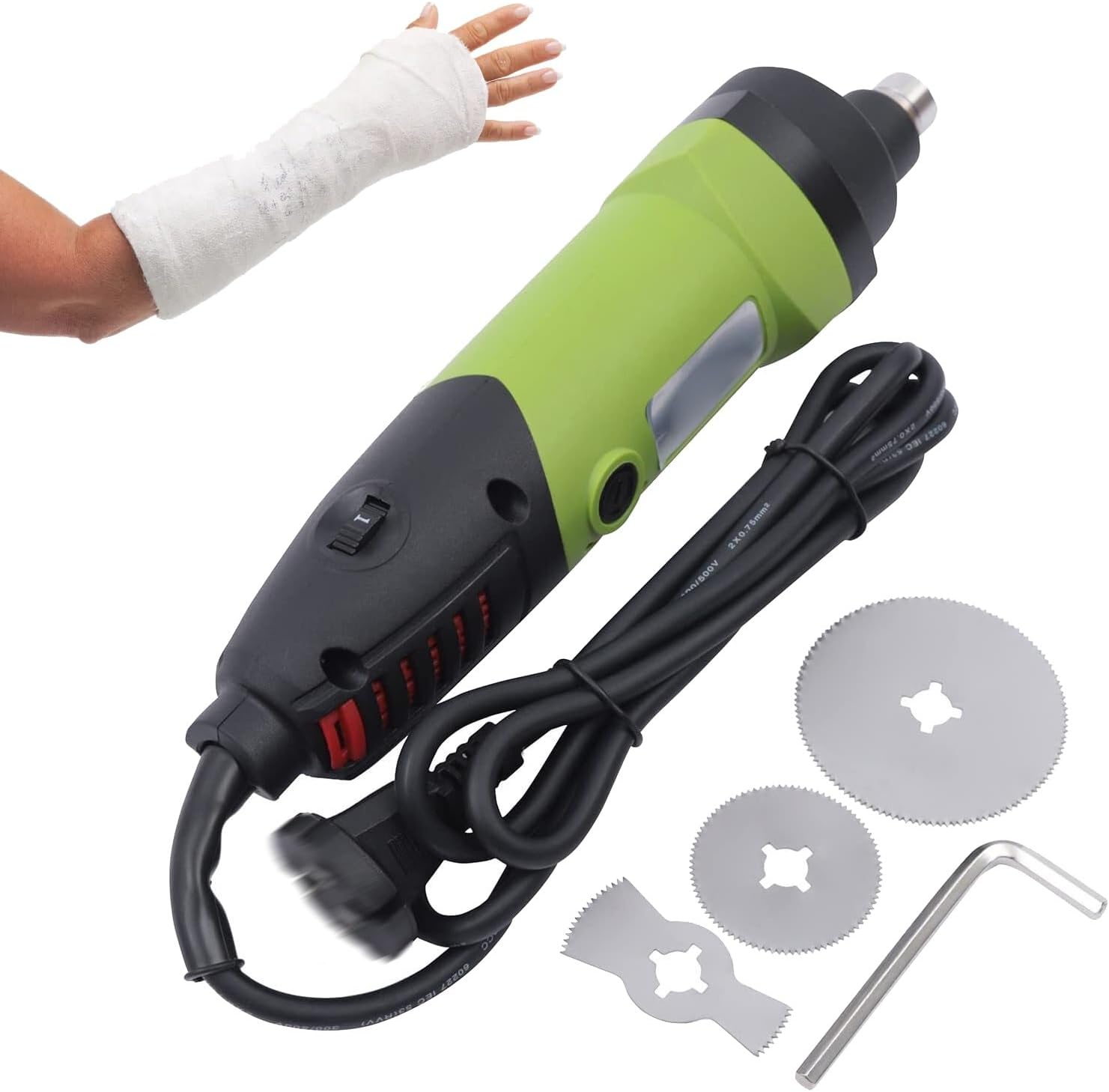 Professional Electric Plaster Saw, 125W Plaster Cutter, 3 Blades, 6 Adjustable Speeds, for Safe and Efficient Plaster Removal in Hospitals and Clinics