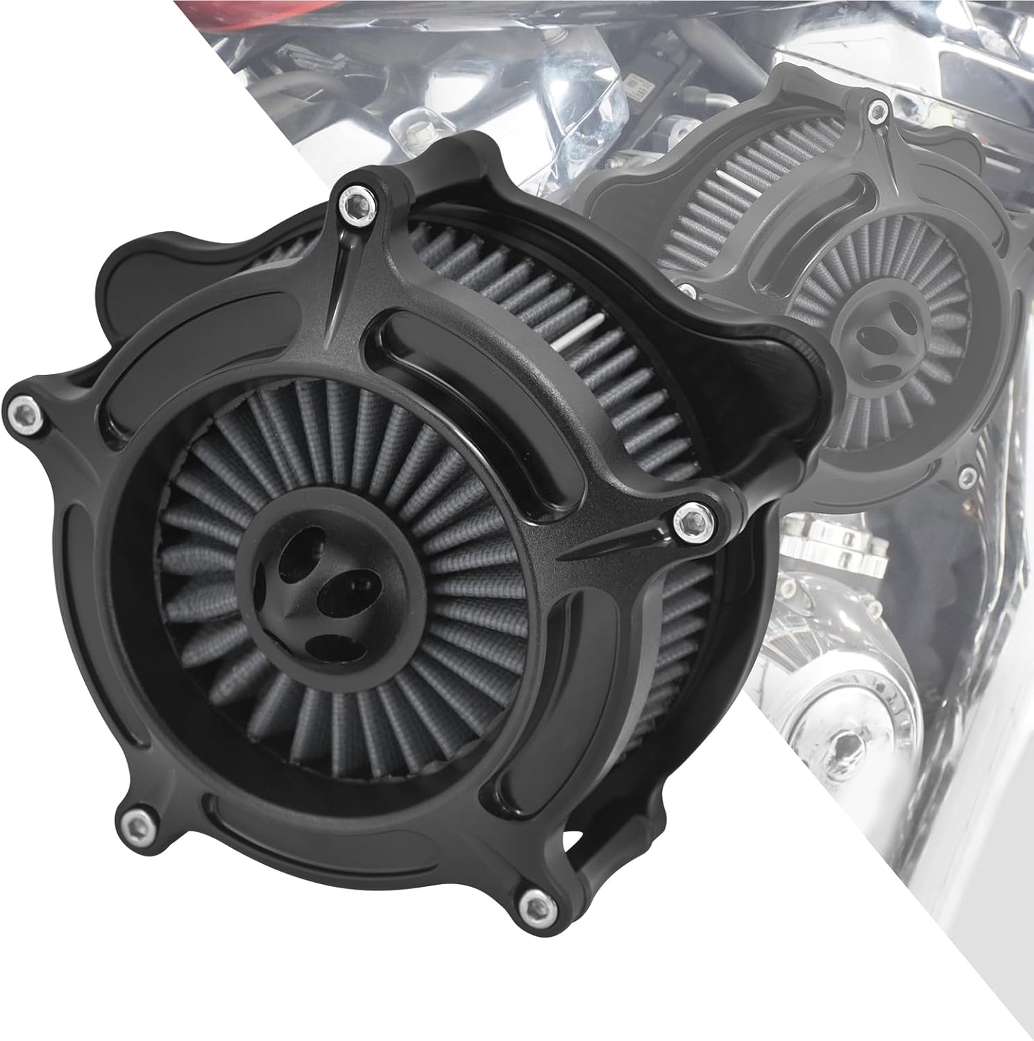 HDBUBALUS Motorcyle Air Cleaner Filter Kit Fit for Harley M8 Softail 2018-2024 M8 Touring 2017-2023 M8 Trike 2017-2025 Black
