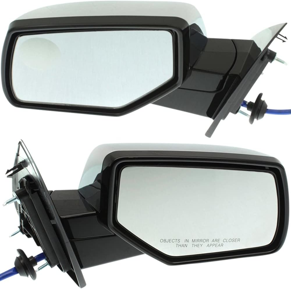 Kool Vue Left & Right Power Heated Mirrors For Chevy Tahoe Suburban GMC Yukon Yukon XL 2015-2020, Manual Fold, Blind Spot Mirror Monitor, Memory, Puddle Lamp, Auto-Dimming, Chrome