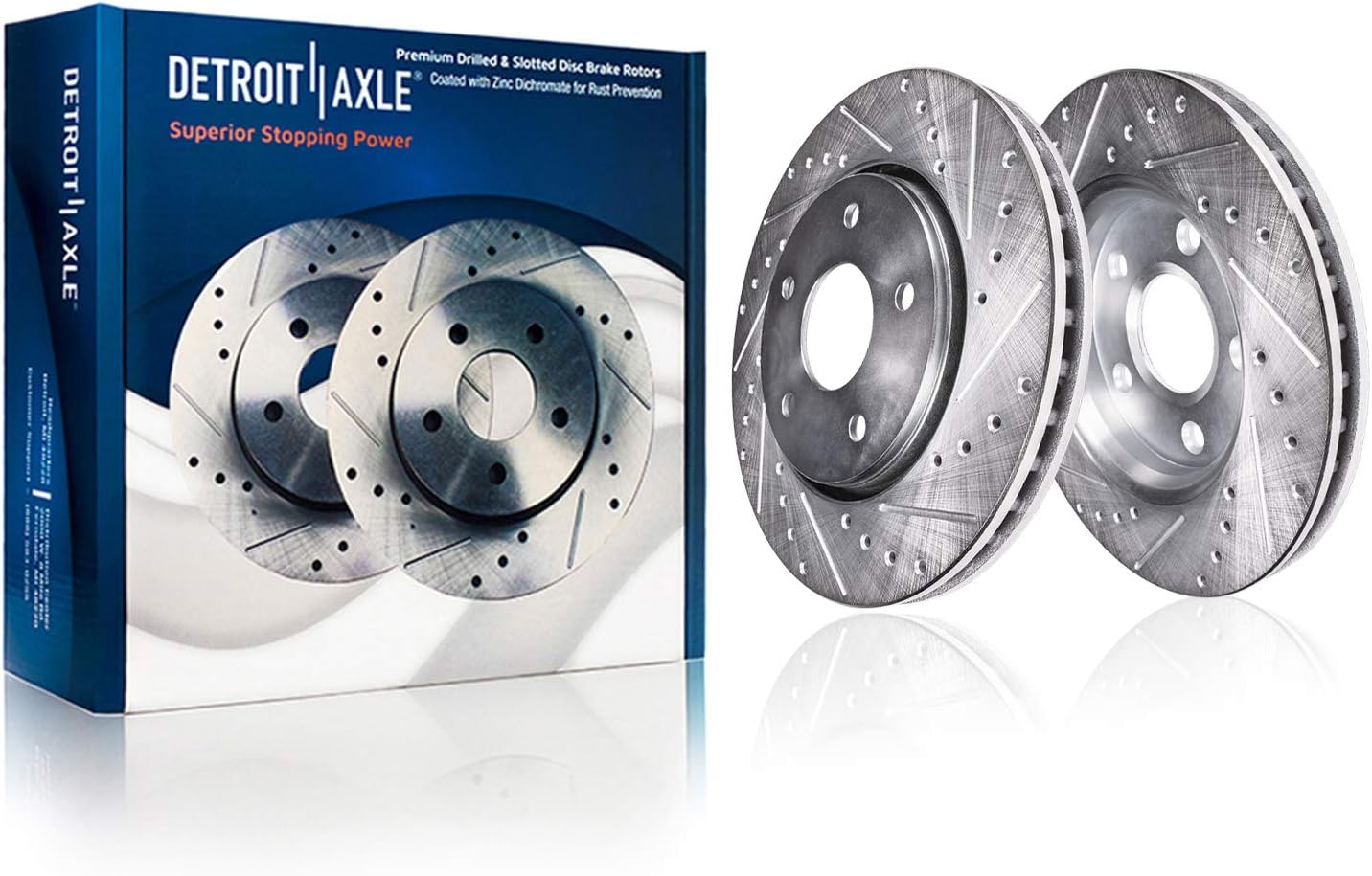 Detroit Axle - Front Brake Rotors for 1999-2004 Jeep Grand Cherokee Drilled & Slotted Brake Rotors 2000 2001 2002 2003 Replacement Brakes : 12.01
