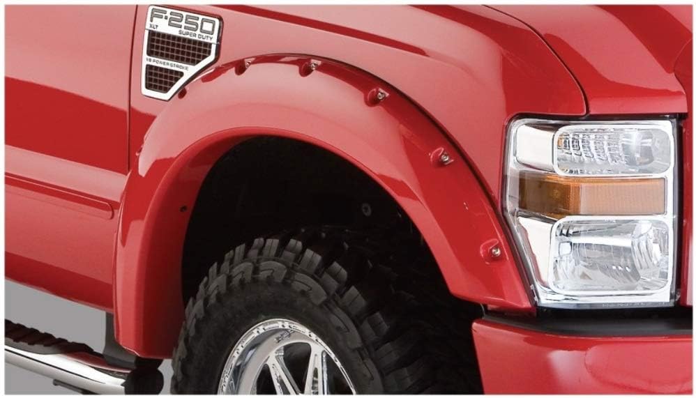 Bushwacker Pocket/Rivet Style Front Fender Flares | 2-Piece Set, Black, Smooth Finish | 20055-02 | Fits 2008-2010 Ford F-250/F-350 Styleside Super Duty