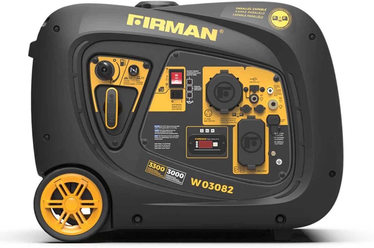 FIRMAN Inverter Portable Generator, 171cc Engine with Electric Start, 3300W Power Generator with Run Time of 9 hours, Whisper Series Generator, 109lbs