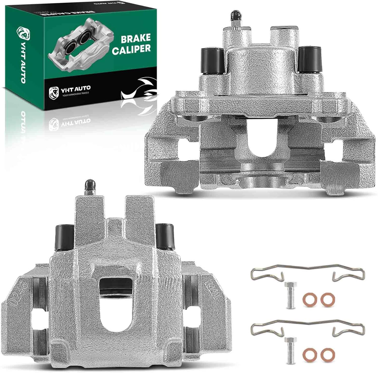 YHTAUTO Rear Side Disc Brake Calipers with Bracket Replacement for Jeep Grand Cherokee WJ Series 1999 2000 2001 2002 2003 2004, L6 4.0L, V8 4.7L, Rear Driver and Passenger Caliper Assembly Set of 2