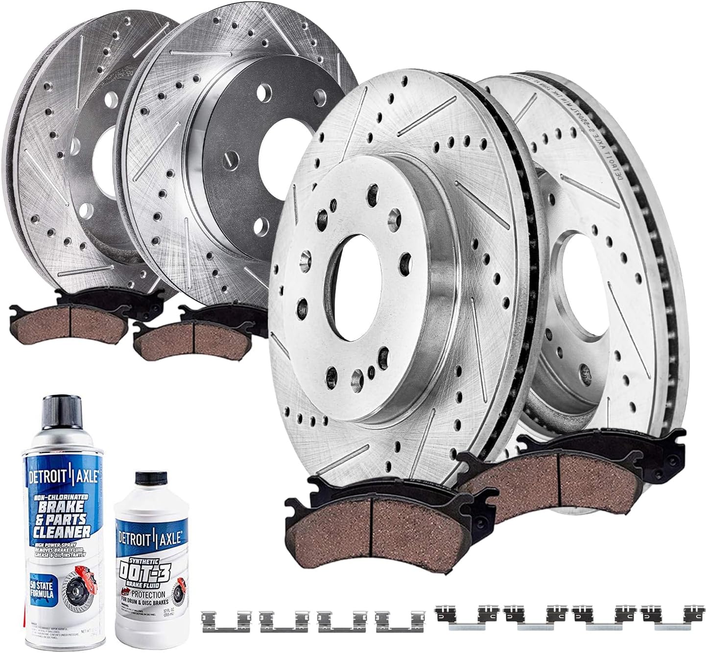 Detroit Axle - Brake Kit for Chevy GMC Silverado Sierra 1500 Tahoe Yukon XL Suburban Escalade ESV Drilled Disc Brake Rotors Ceramic Brakes Pads Replacement : 12.99