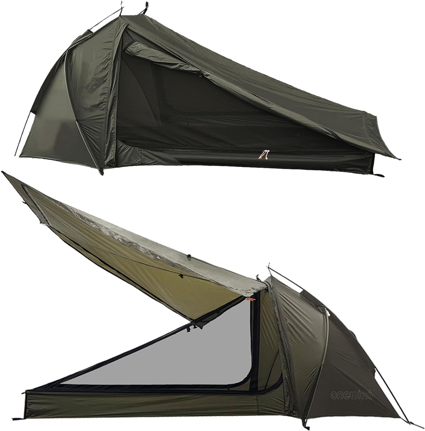 Onewind Ultralight One Person Tent, Single Person Fishing Tent with Rainfly Poles Easy Setup for 3 Season Camping Hiking Backpacking