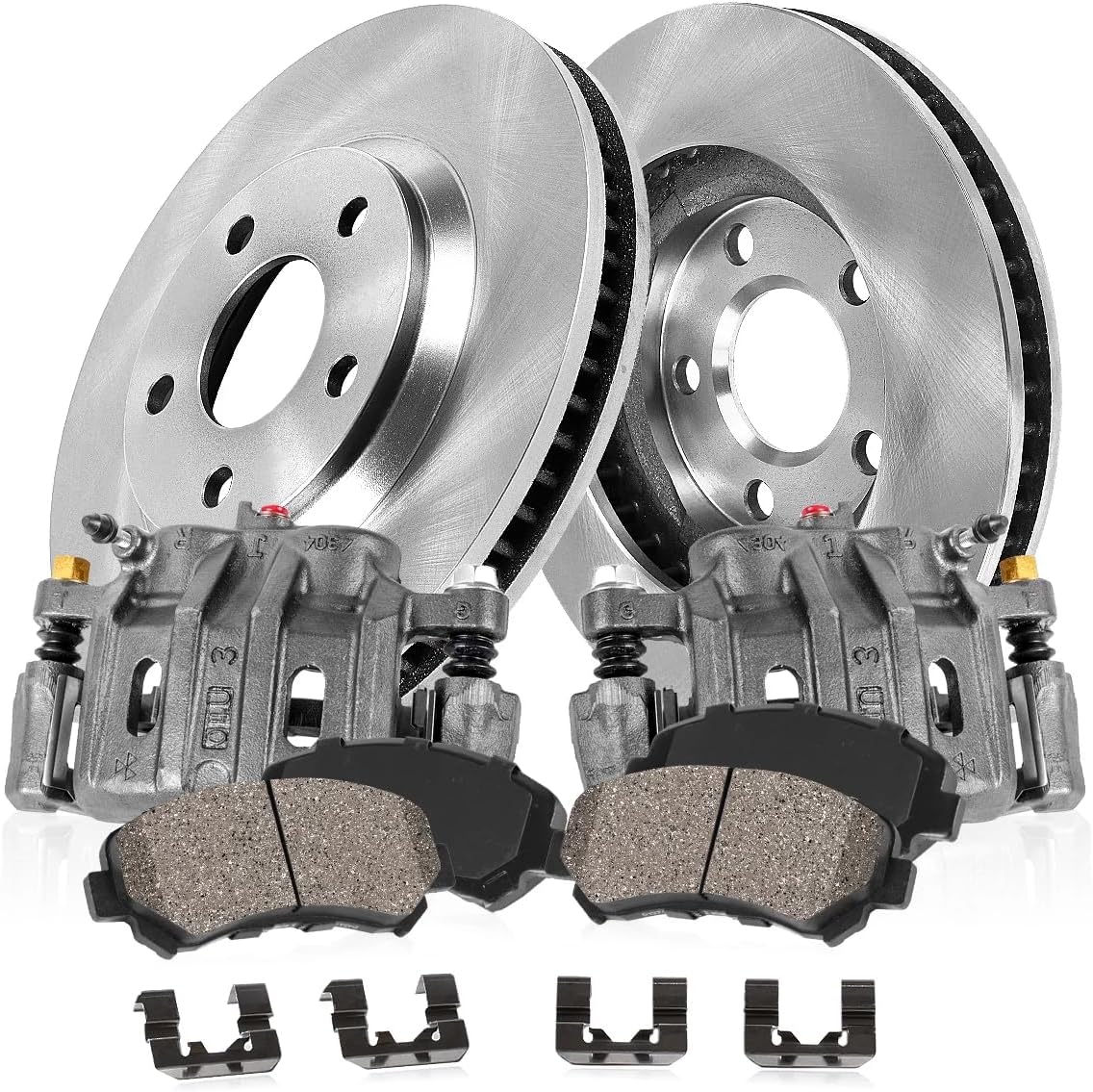 Callahan Rear Calipers and Replacement Brake Disc Rotors and Ceramic Brake Pads + Hardware Brake Kit For 2005-2010 Honda Odyssey