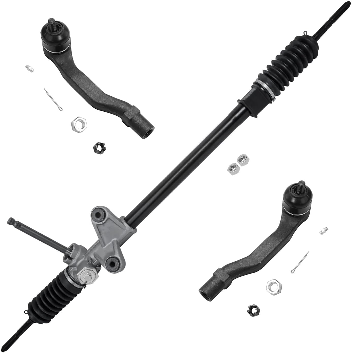 Detroit Axle - Steering Rack & Pinion Kit for 1992-1995 Honda Civic, 1993-1997 Civic Del Sol, Steering Rack & Pinion Assembly 2 Front Outer Tie Rod Ends Replacement