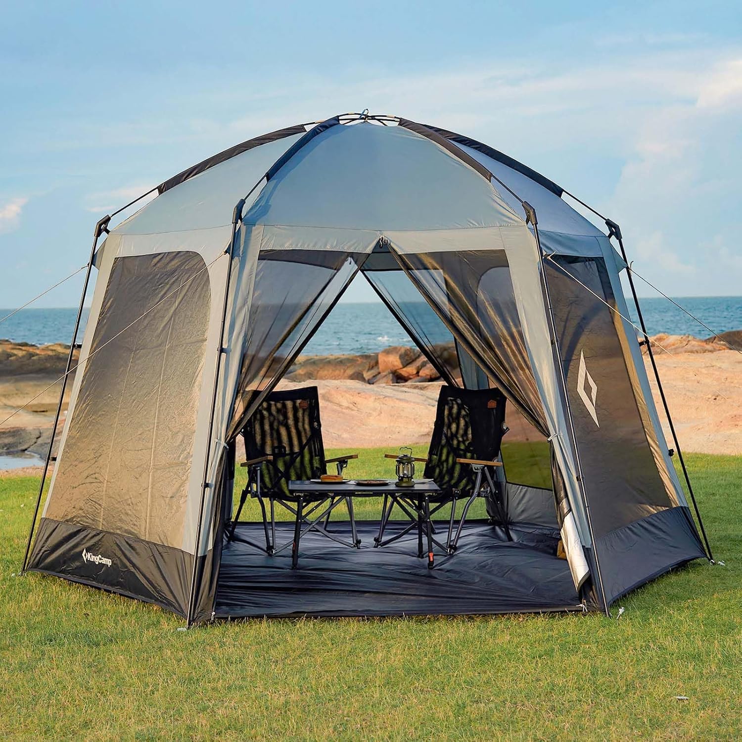 KingCamp Screen Tent, Camping Tent for 6-8 Person 12' x 12' Portable Screen House Room with Detachable Sunshade for Camping, Garden & Backyard