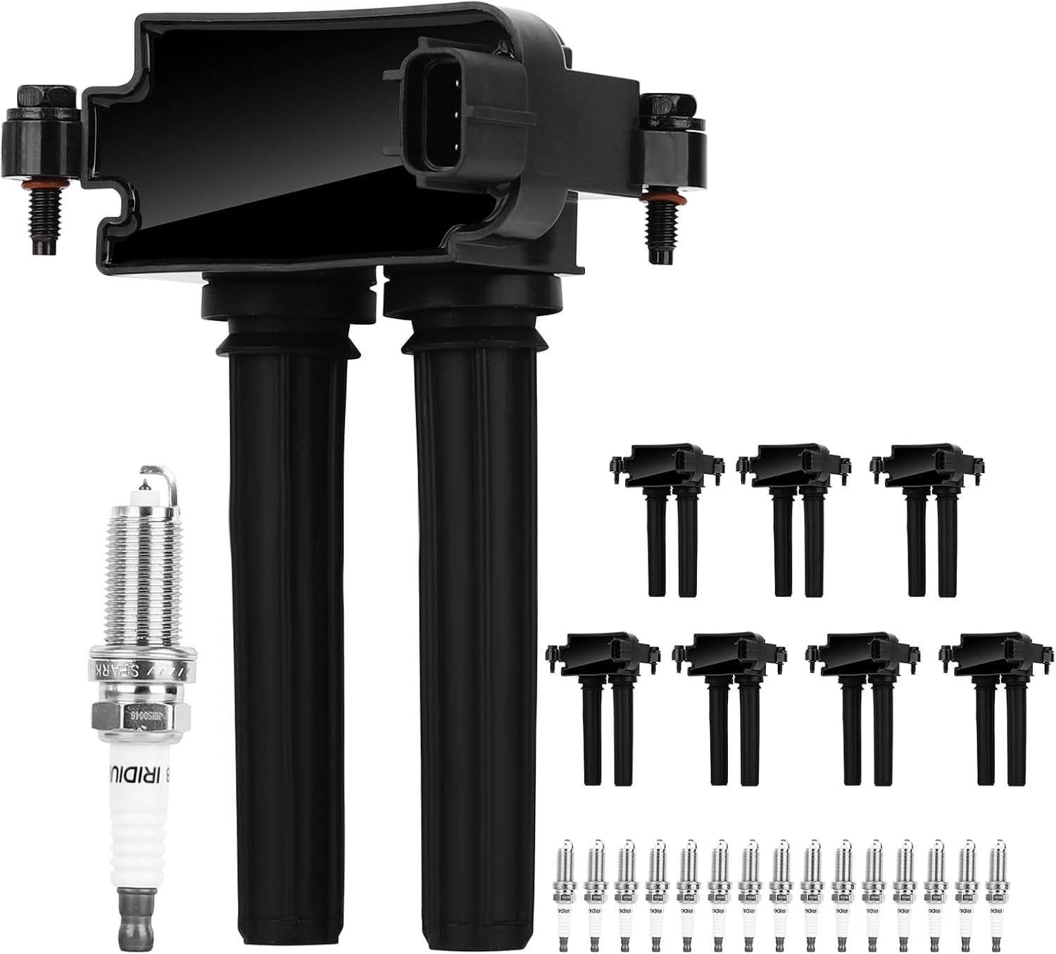 Ignition Coil Pack and Iridium Spark Plug Set Fit for 5.7 V8 HEMI Dodge 2011-2019 Ram 1500 2500 3500 Charger Challenger Durango Jeep Cherokee Chrysler 300 Aspen Commander, UF504 92145 8 pack