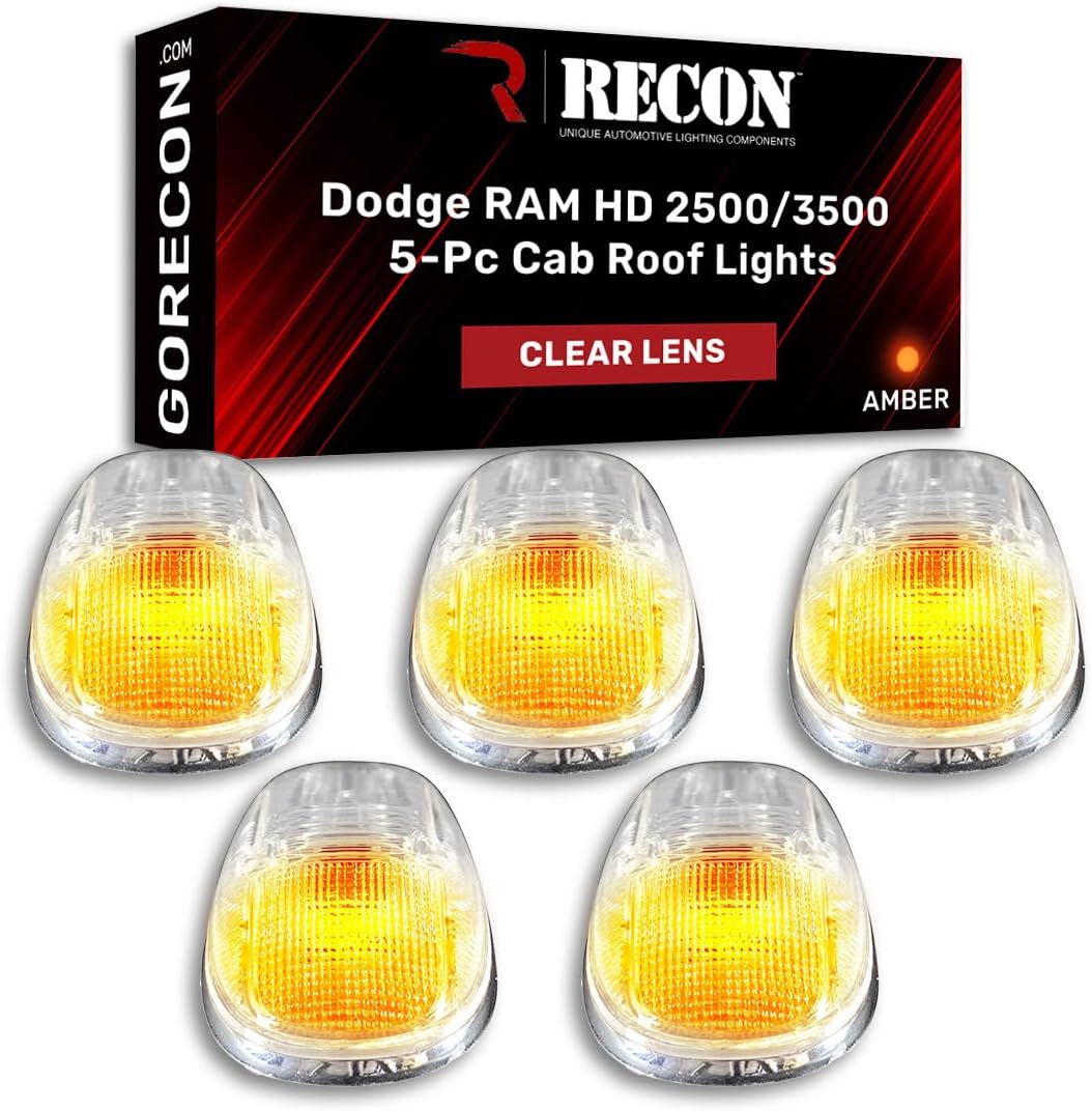 RECON - Fits 1999-2002 Dodge RAM HD 2500/3500 Ultra Bright LED Amber Cab Roof Lights Clear Lens