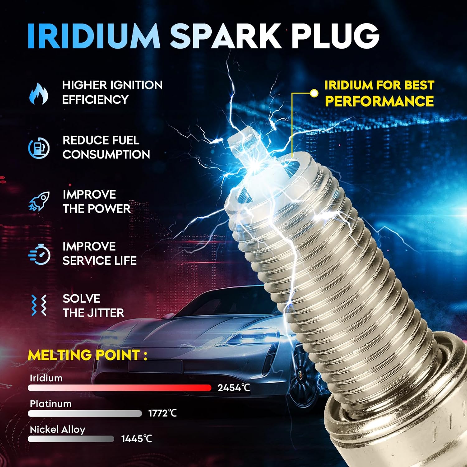 Ignition Coil Pack + Iridium Spark Plugs for Ford Expedition F150 F250 F-350 Lincoln Mark LT Navigator 2004-2008 5.4L V8, Replaces FD508 DG511 Black Coil Boots, 8 Sets