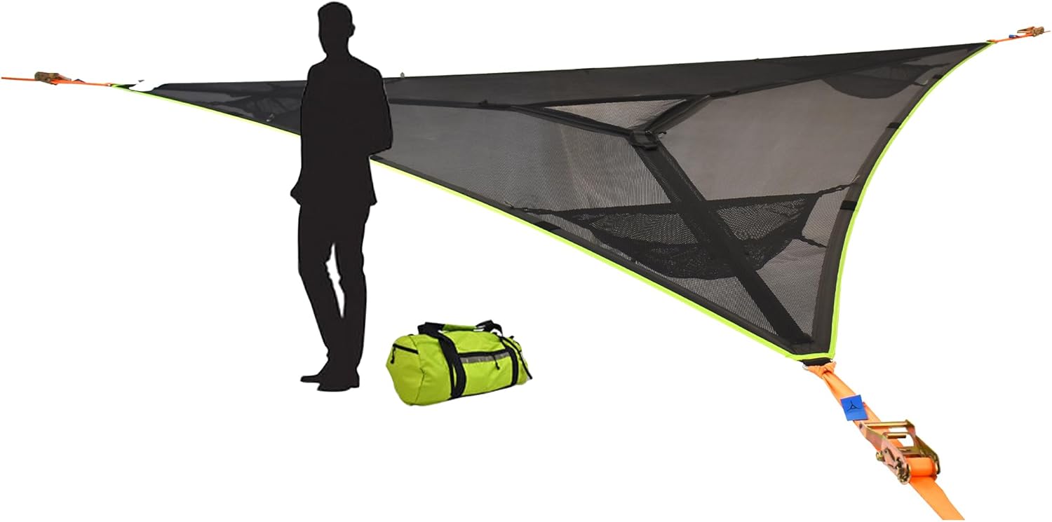 Tentsile Trillium Giant Hammock, The Original Tree Tent Company, 6 Adult Capacity, Anti-Roll, Central Hatch, Ratches and Straps Included, Designed in The UK (6 Person, Black Mesh)