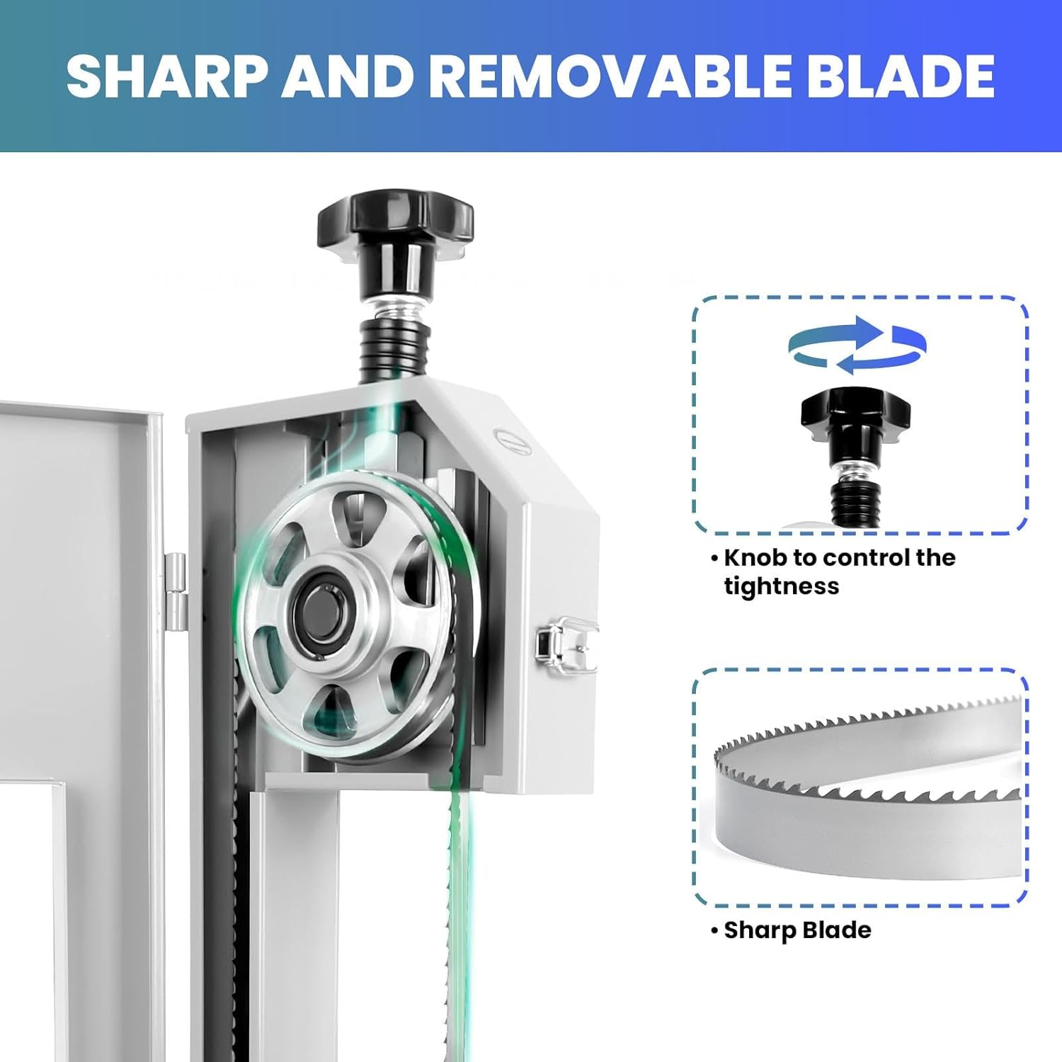 RQR 1000W Commercial Meat Cutter and Bone Saw, Electric Frozen Meat Cutter Machine with 0.04-7.8 Inch Cutting Height, Commercial Food Sawing Machine with Shape Blade for Rib Pork Beef