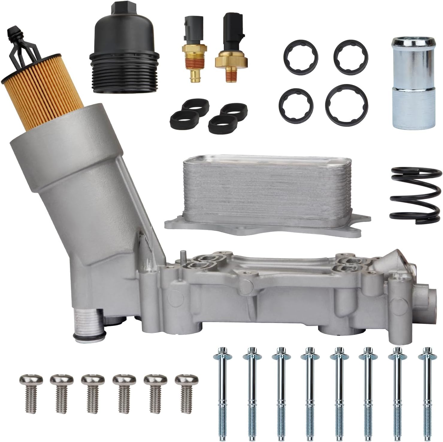 MITZONE 926-876 926-959 Aluminum Oil Cooler Filter Housing Assembly Compatible with 2011-2025 Chrysler Dodge Jeep Grand Cherokee Ram 1500 2014-2024 Ram ProMaster 1500 2500 3500 3500 3.6L V6 68308741AC