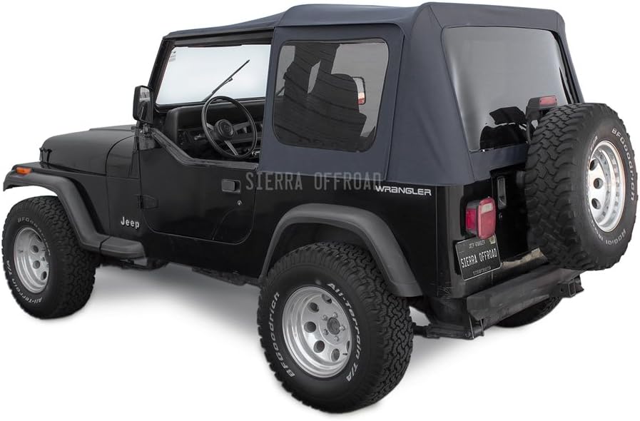 Sierra Offroad Soft Top for 1988 to 1995 Jeep Wrangler YJ - Spice, Denim Vinyl - 2 Door Jeep Soft Top with Rear Plastic Tinted Windows - Factory Precision Fit Replacement - No Upper Door Skins