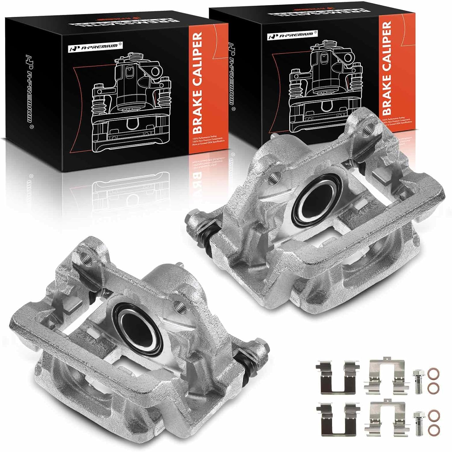 A-Premium Disc Brake Caliper Assembly with Bracket Compatible with Select Honda Models - Pilot 2009-2015, V6 3.5L - Rear Driver and Passenger Side, 2-PC Set